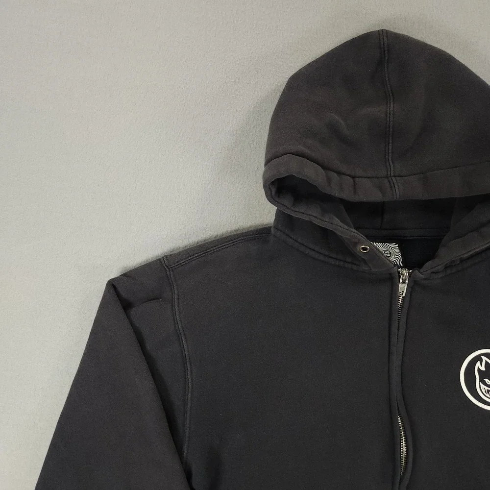 Vintage Spitfire Zip Up Hoodie Mens S Black Skate Grunge Y2k Pullover - Picture 11 of 15